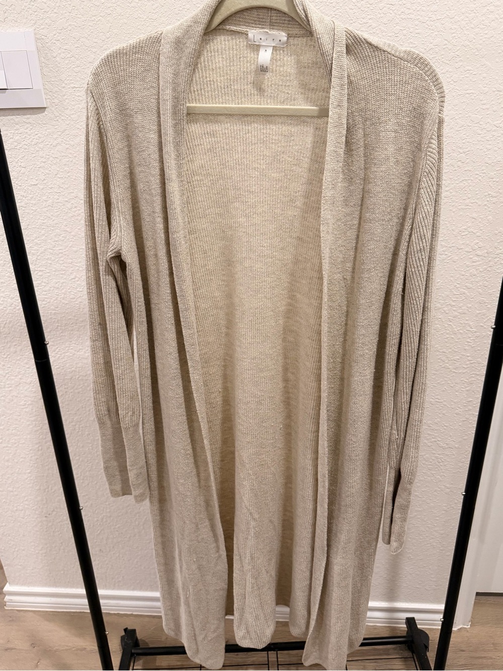 Leith Open-Front Long Cardigan in Cream